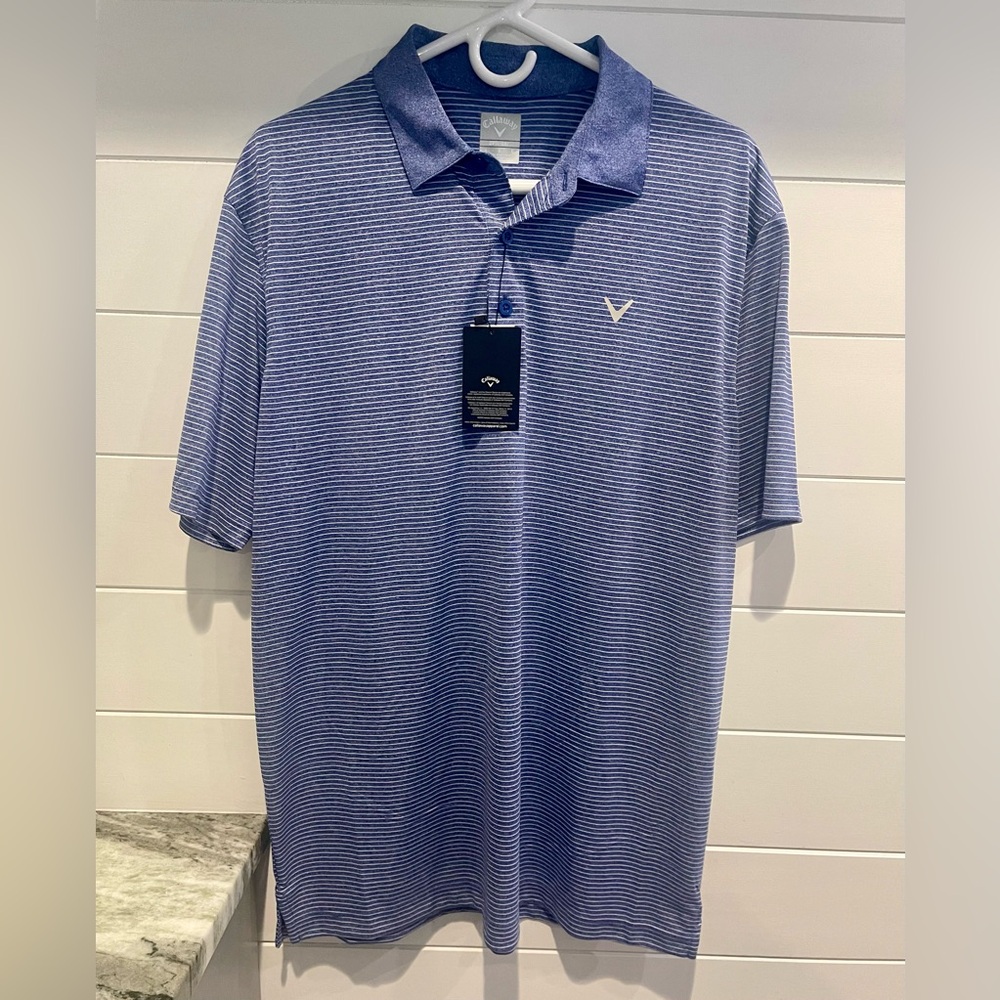 Callaway Opti-Dri Blue Stripe Polo Golf Shirt